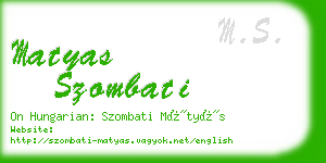 matyas szombati business card